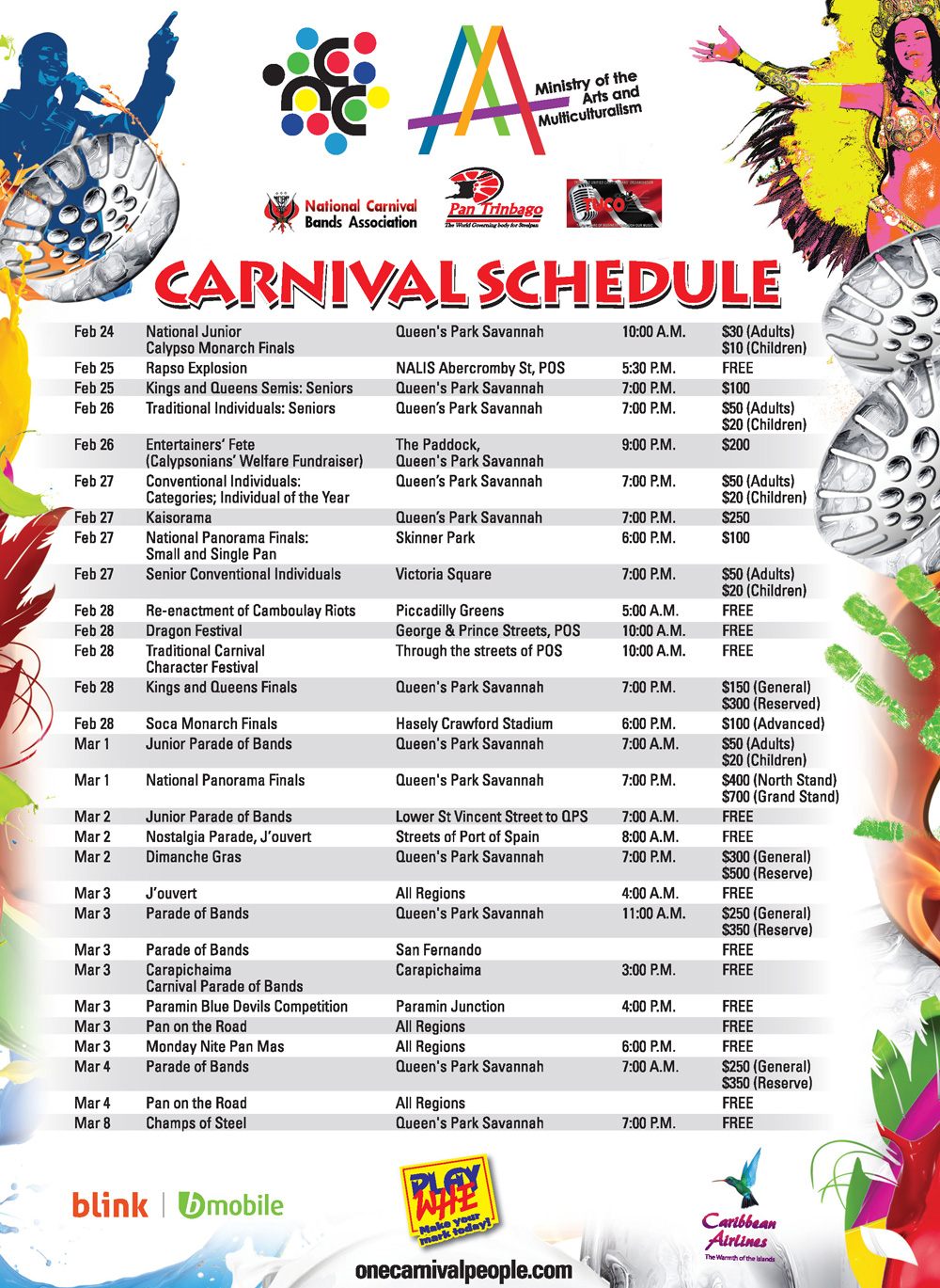 Carnival Schedule 2014